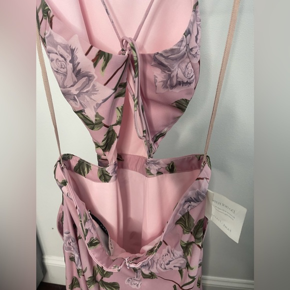 Fame&Partners Women Pink Floral Wide-Leg Halter Cross-Back Jumpsuit - Picture 6 of 10